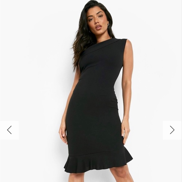 Boohoo Dresses & Skirts - ONE SHOULDER RUFFLE HEM MIDI DRESS, size 12